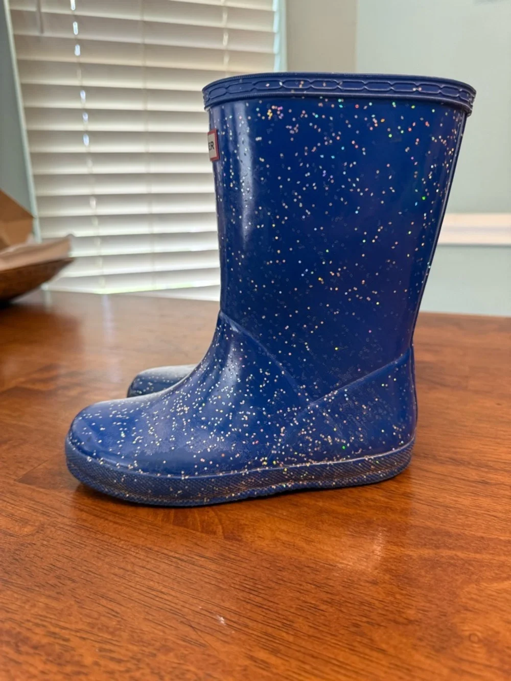 Hunter Kids First Classic Giant Glitter Rain Boots Blue Size 13/1
